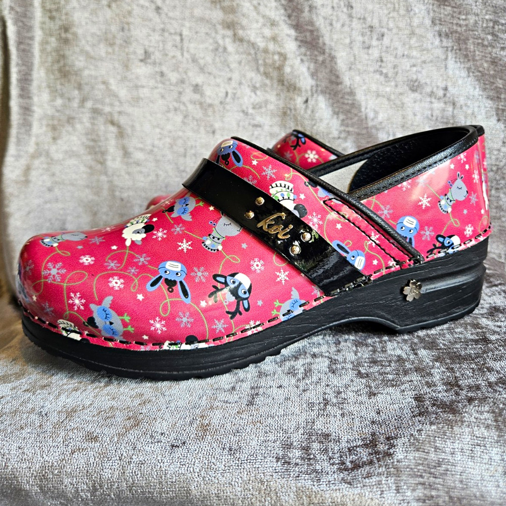 Sanita Koi Women’s Slip-On Clog Shoes Pink Animal Print EU 38 US 7.5